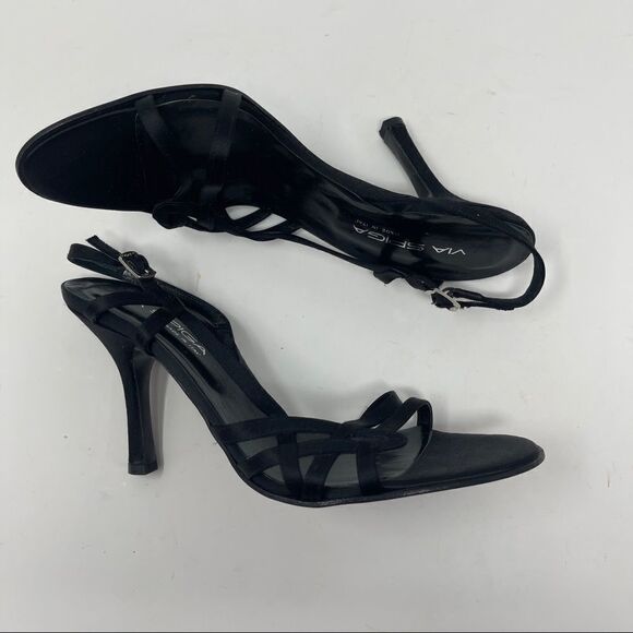 Via Spiga Sandals Strappy Satin Black Women's Size 8 Heeled - Picture 4 of 9